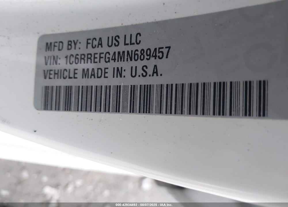 2021 RAM 1500 VIN: 1C6RREFG4MN689457