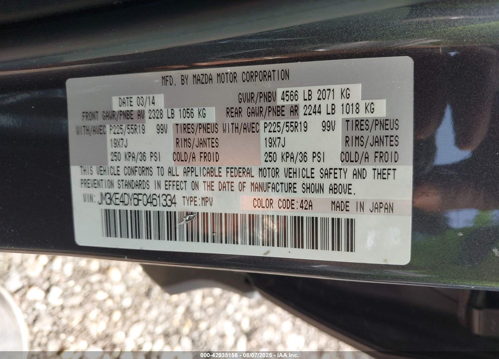 2015 MAZDA CX-5 VIN: JM3KE4DY6F0461334