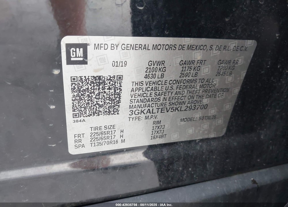 2019 GMC TERRAIN VIN: 3GKALTEV5KL293700