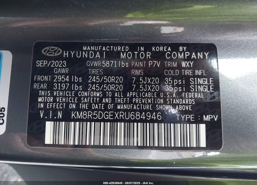2024 HYUNDAI PALISADE LIMITED VIN: KM8R5DGEXRU684946