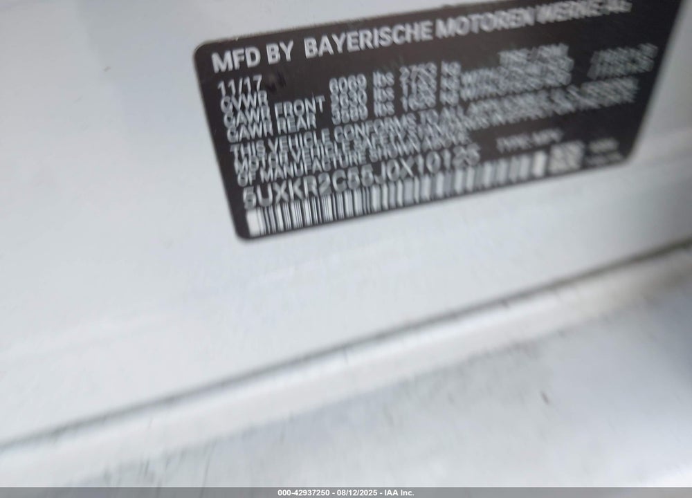 2018 BMW X5 SDRIVE35I VIN: 5UXKR2C55J0X10125