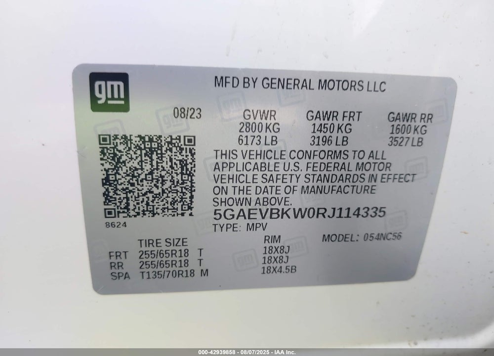 2024 BUICK ENCLAVE VIN: 5GAEVBKW0RJ114335