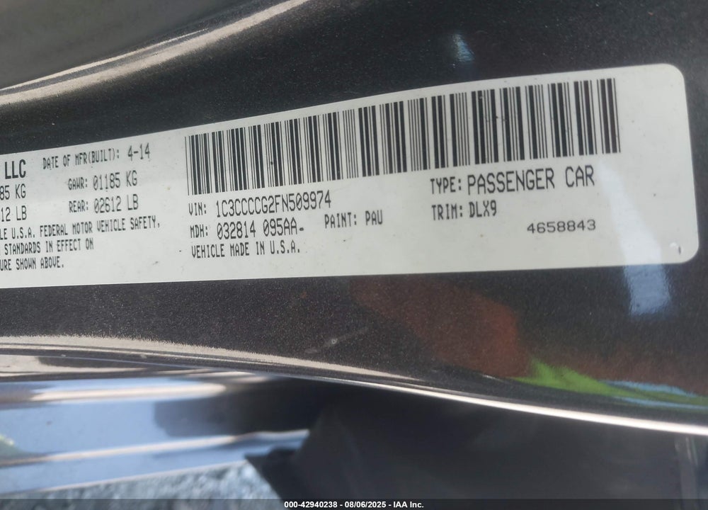 2015 CHRYSLER 200 C VIN: 1C3CCCCG2FN509974