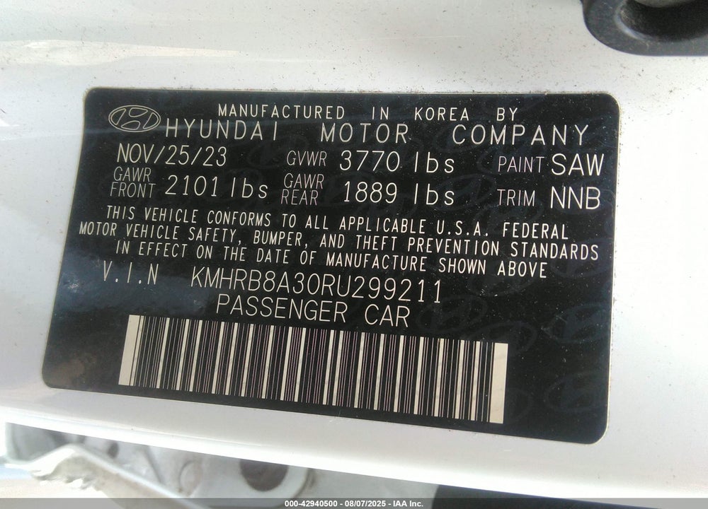 2024 HYUNDAI VENUE VIN: KMHRB8A30RU299211
