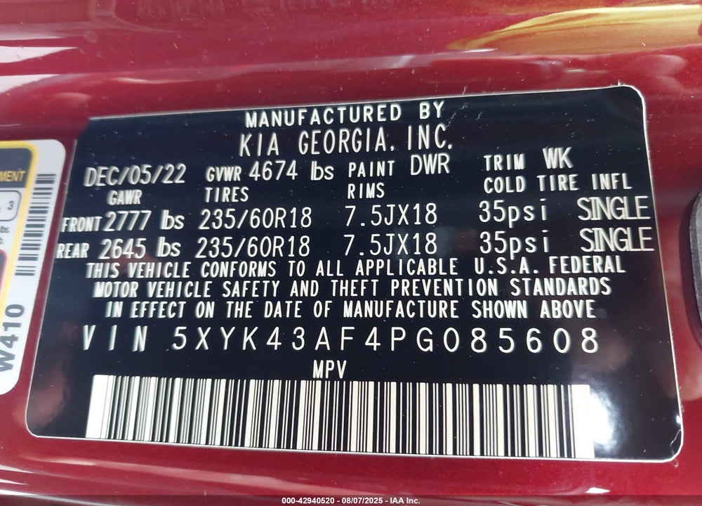 2023 KIA SPORTAGE VIN: 5XYK43AF4PG085608