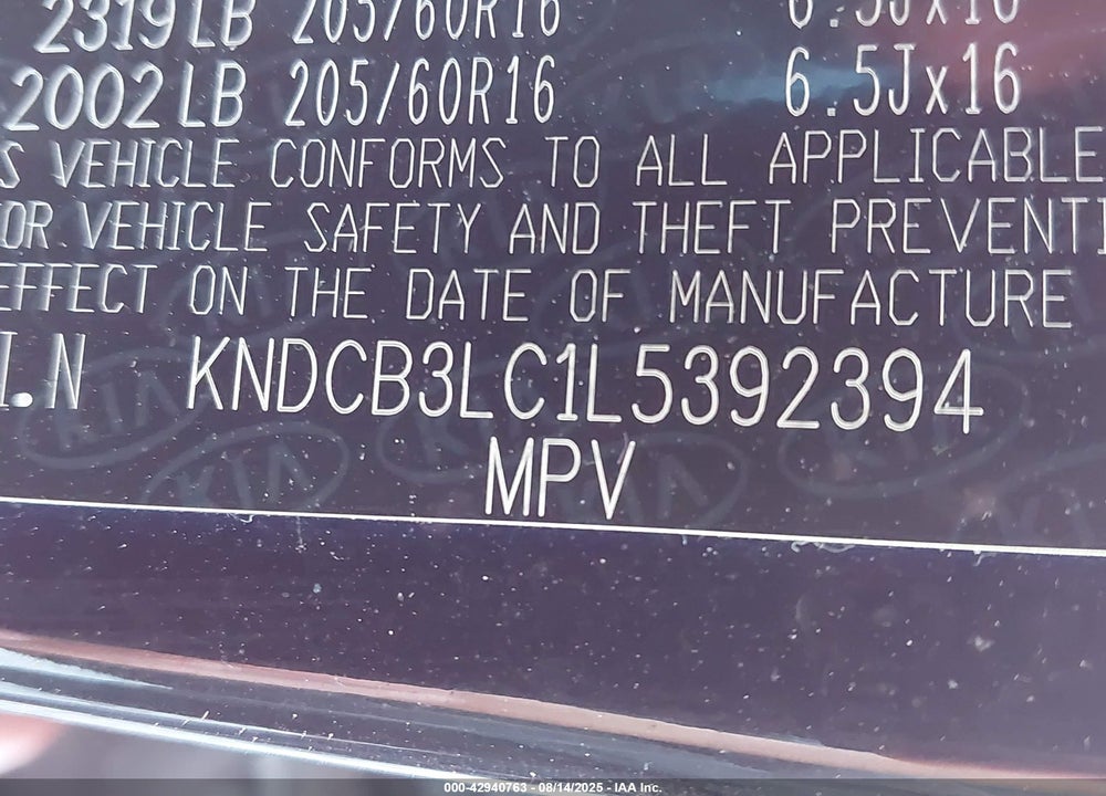 2020 KIA NIRO LXS VIN: KNDCB3LC1L5392394