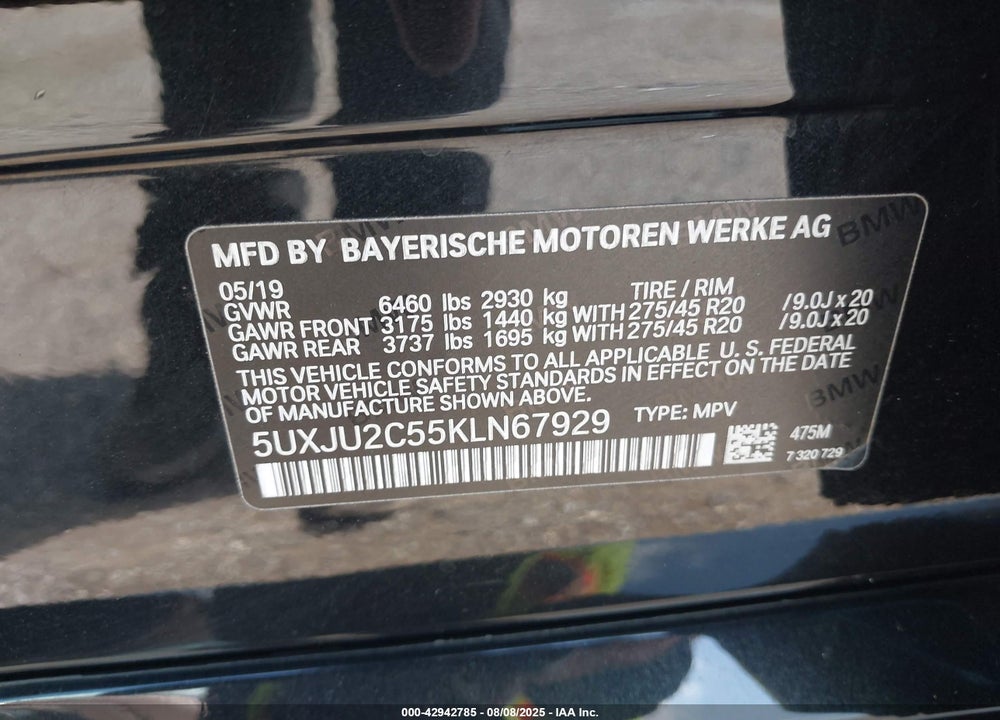 2019 BMW X5 VIN: 5UXJU2C55KLN67929