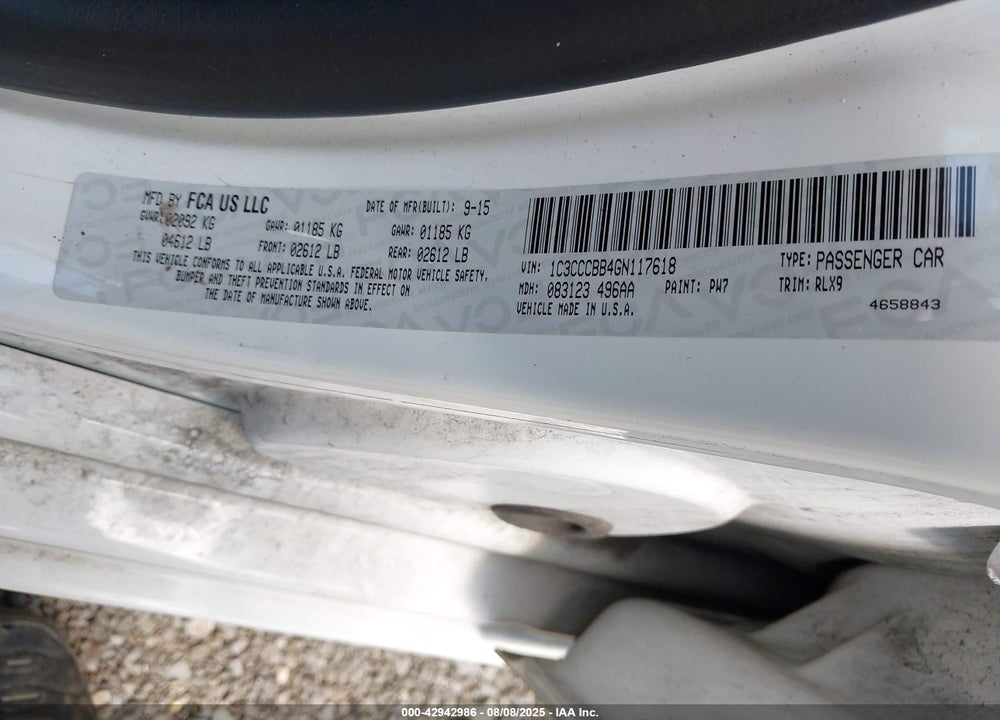 2016 CHRYSLER 200 S VIN: 1C3CCCBB4GN117618