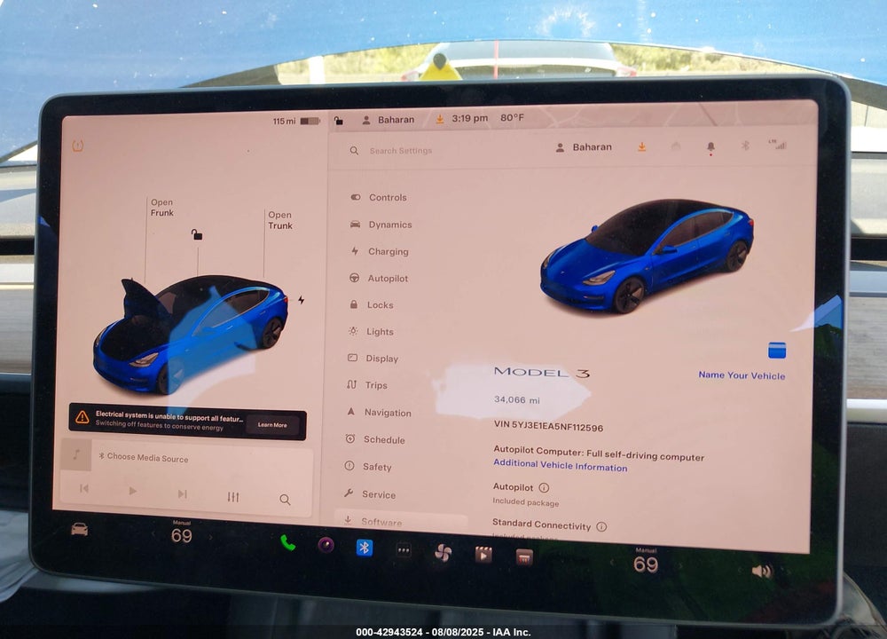 2022 TESLA MODEL 3 REAR-WHEEL DRIVE VIN: 5YJ3E1EA5NF112596