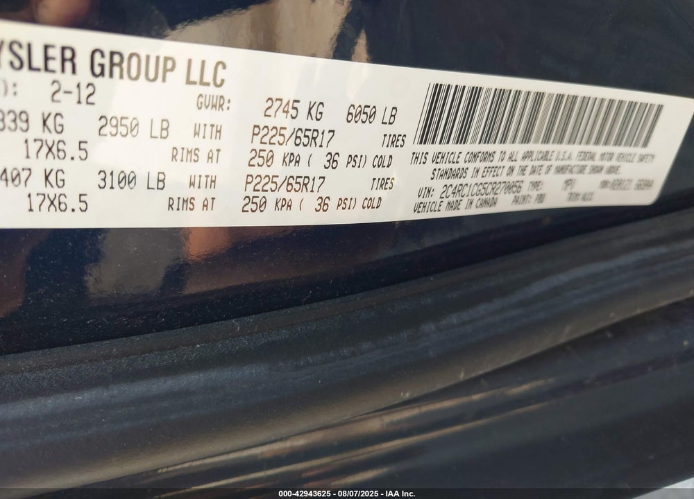 2012 CHRYSLER TOWN & COUNTRY TOURING-L VIN: 2C4RC1CG5CR270056