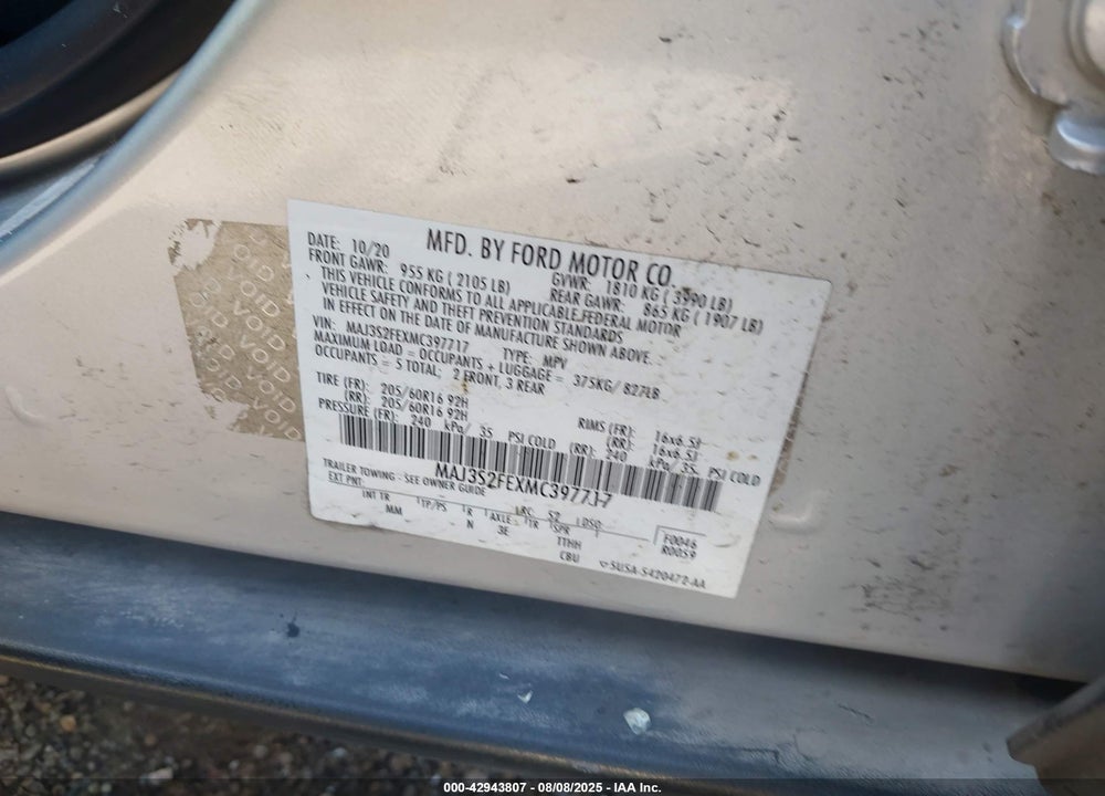 2021 FORD ECOSPORT VIN: MAJ3S2FEXMC397717