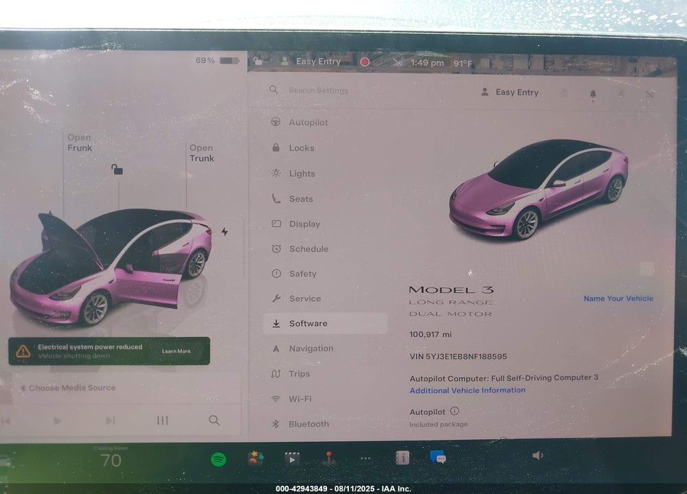 2022 TESLA MODEL 3 VIN: 5YJ3E1EB8NF188595