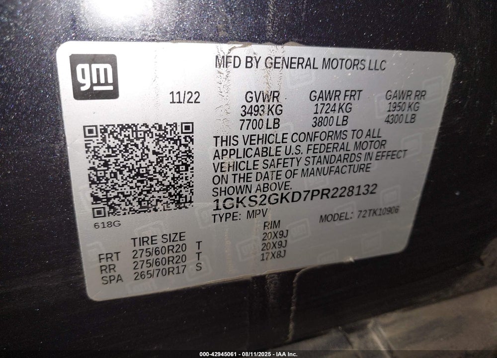 2023 GMC YUKON XL VIN: 1GKS2GKD7PR228132