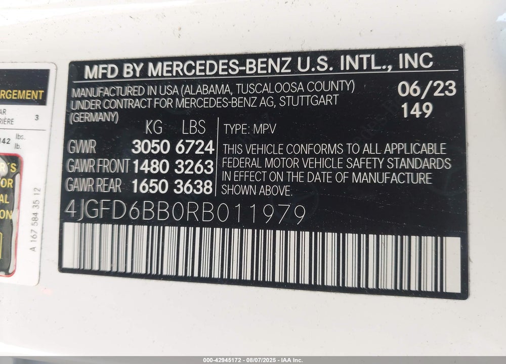 2024 MERCEDES-BENZ GLE CLASS VIN: 4JGFD6BB0RB011979