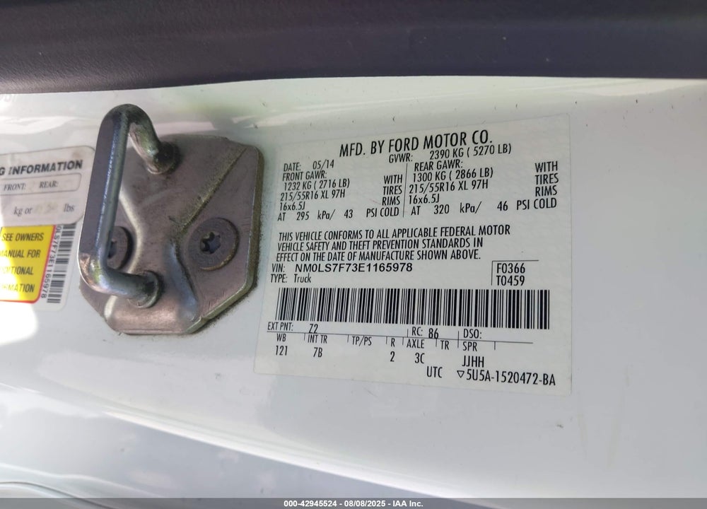 2014 FORD TRANSIT CONNECT XLT VIN: NM0LS7F73E1165978
