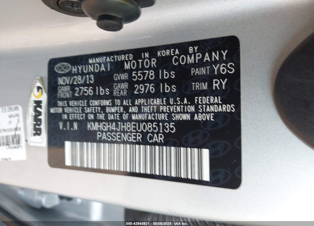 2014 HYUNDAI EQUUS VIN: KMHGH4JH8EU085135