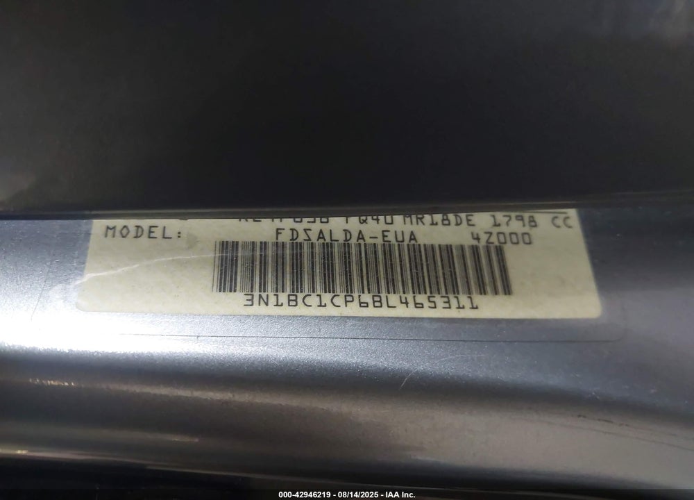 2011 NISSAN VERSA VIN: 3N1BC1CP6BL465311