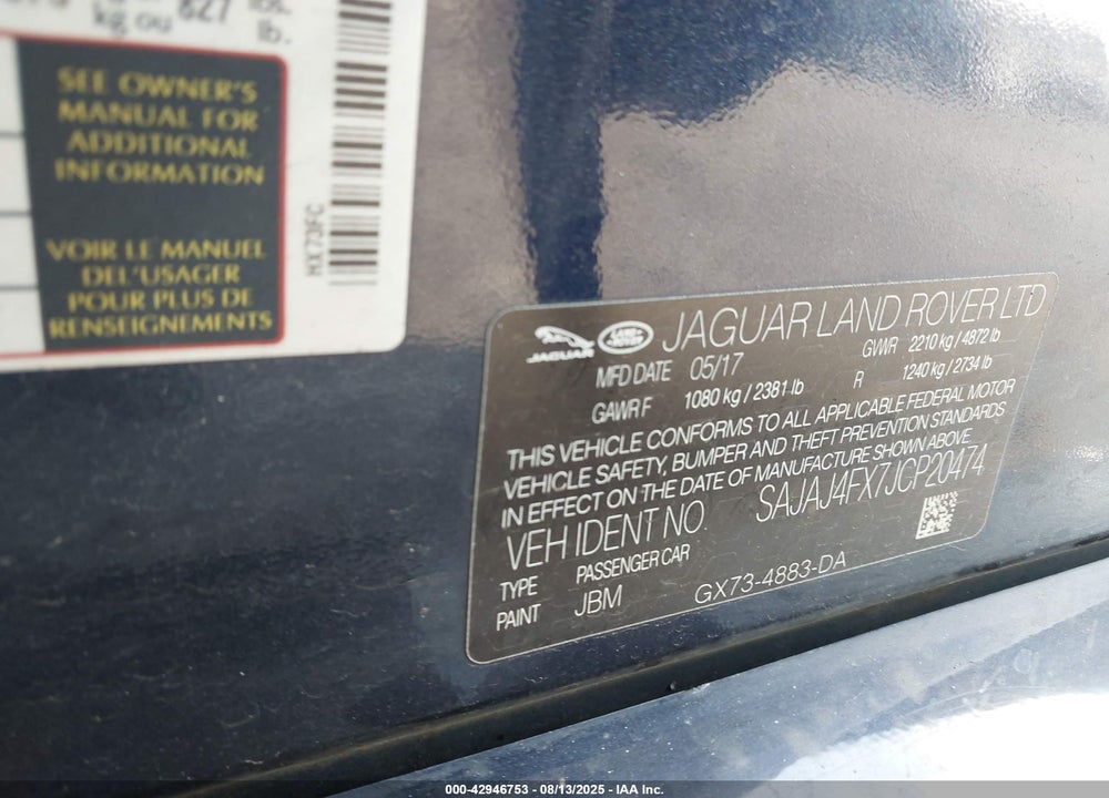 2018 JAGUAR XE 25T PREMIUM VIN: SAJAJ4FX7JCP20474