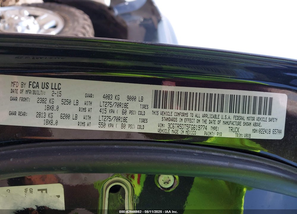 2015 RAM 2500 VIN: 3C6TR5DT5FG619774