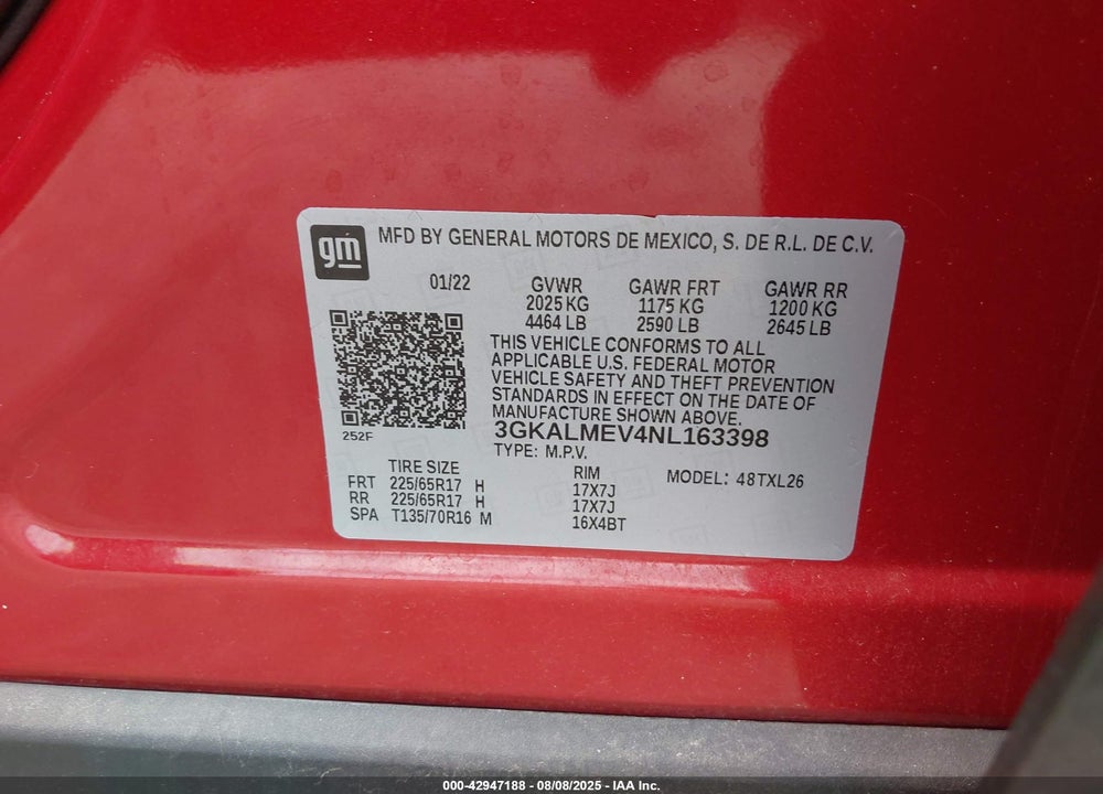 2022 GMC TERRAIN FWD SLE VIN: 3GKALMEV4NL163398