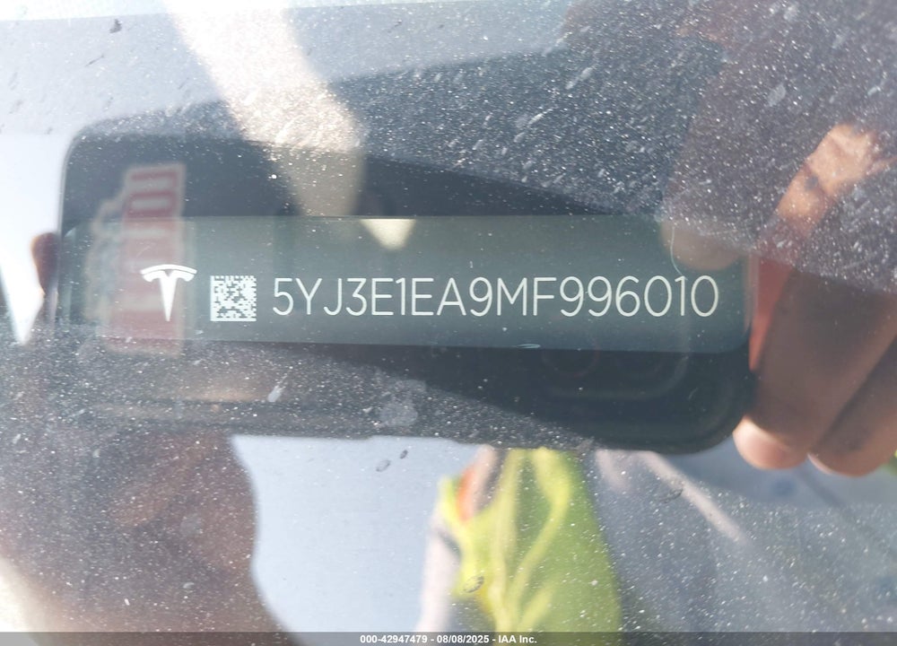 2021 TESLA MODEL 3 VIN: 5YJ3E1EA9MF996010