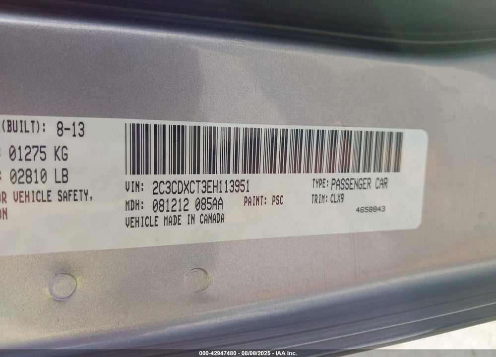 2014 DODGE CHARGER VIN: 2C3CDXCT3EH113951