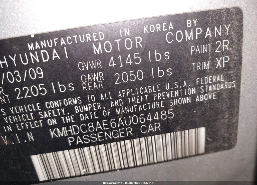 2010 HYUNDAI ELANTRA VIN: KMHDC8AE6AU064485
