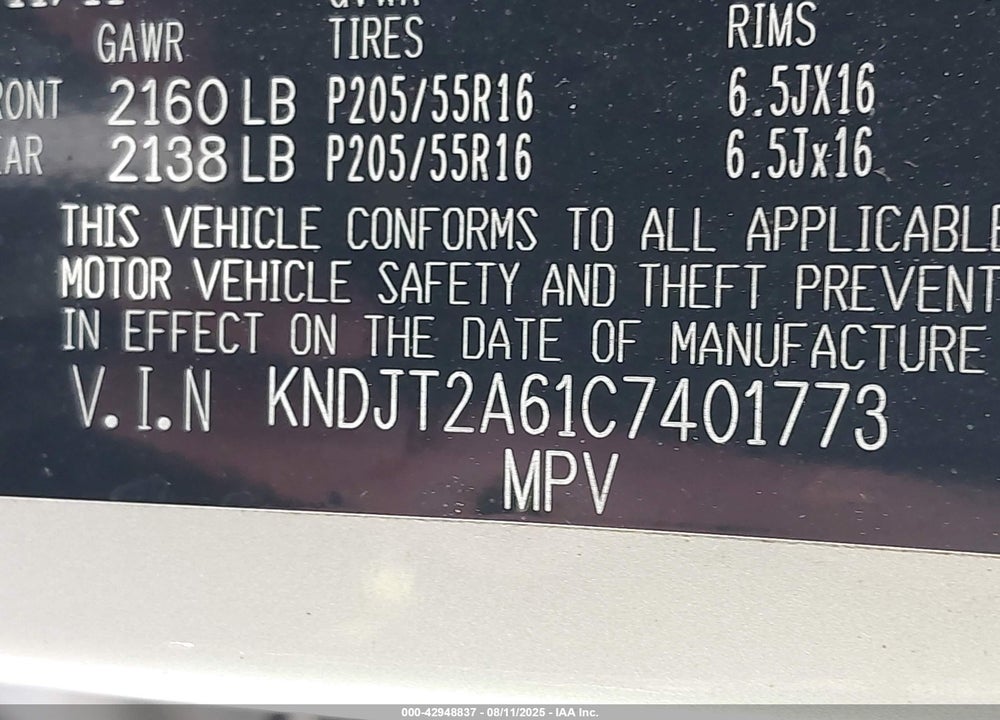 2012 KIA SOUL VIN: KNDJT2A61C7401773