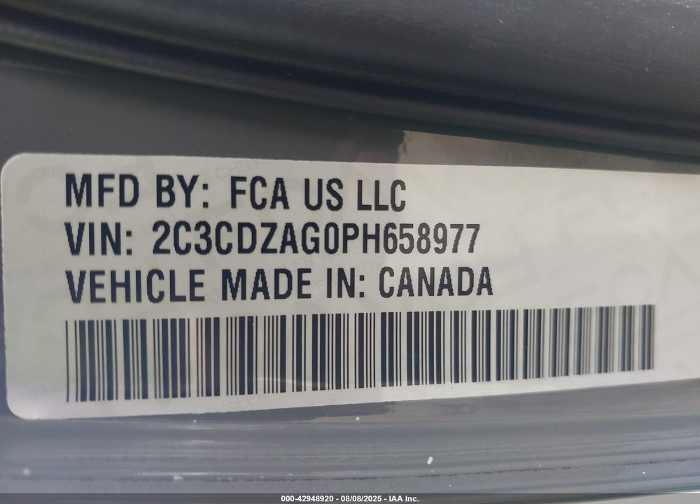 2023 DODGE CHALLENGER VIN: 2C3CDZAG0PH658977