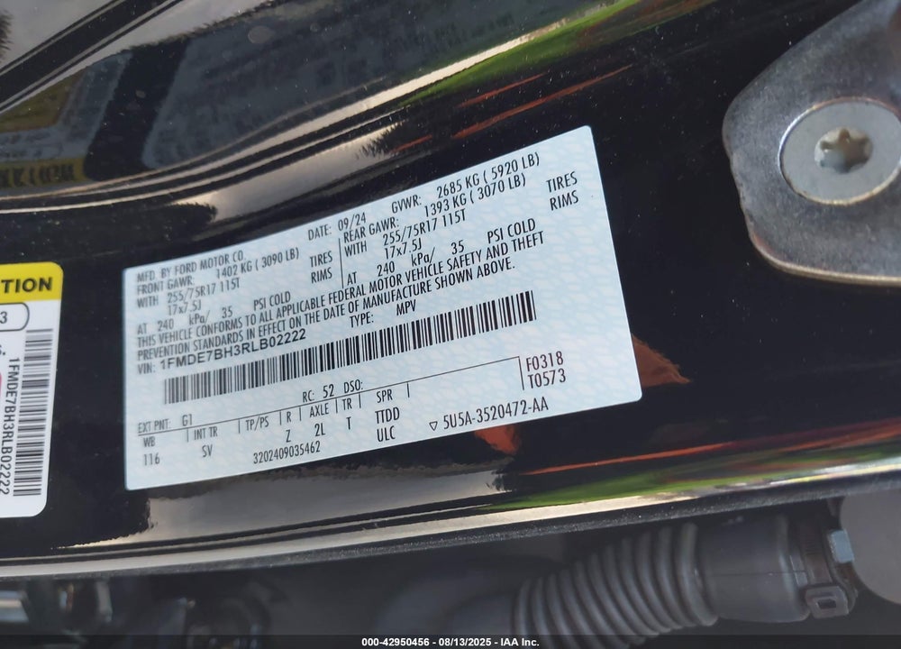 2024 FORD BRONCO BIG BEND VIN: 1FMDE7BH3RLB02222