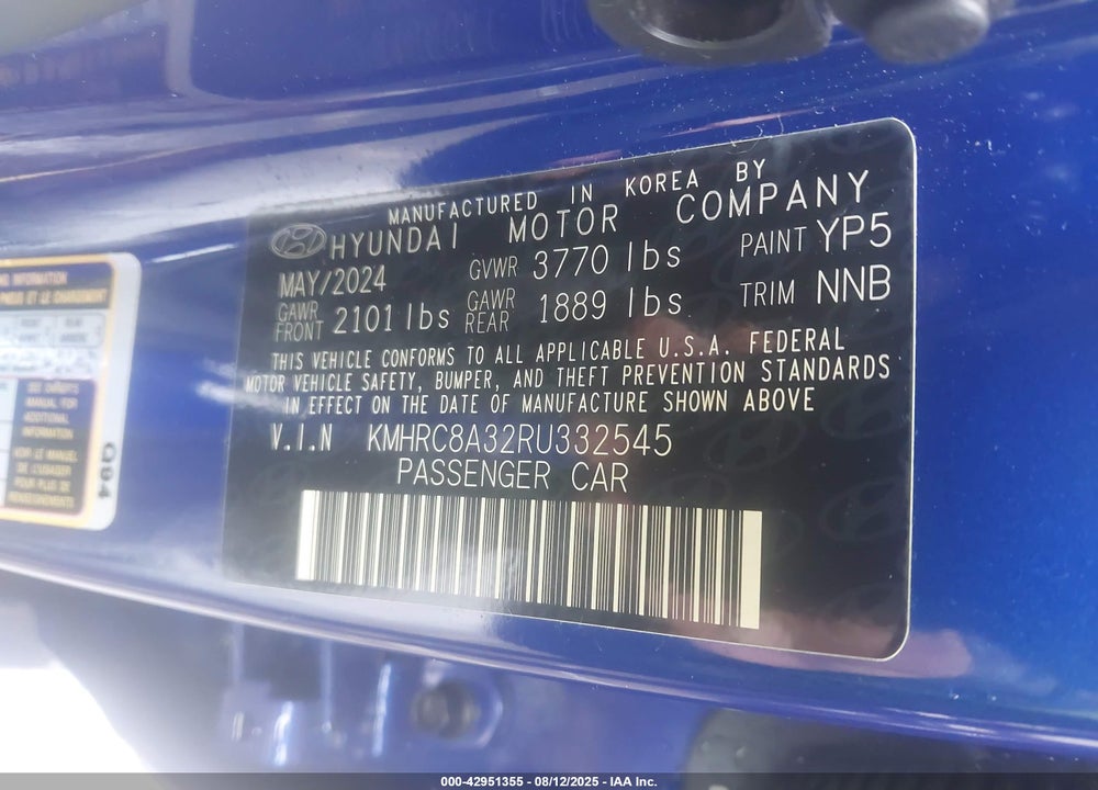 2024 HYUNDAI VENUE VIN: KMHRC8A32RU332545