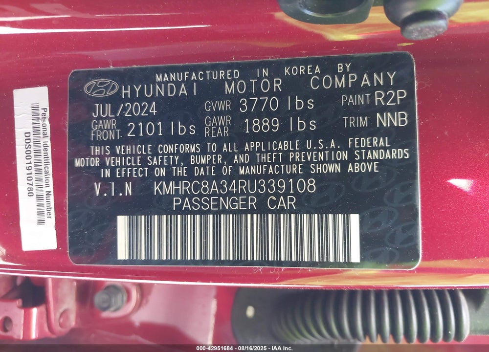 2024 HYUNDAI VENUE VIN: KMHRC8A34RU339108