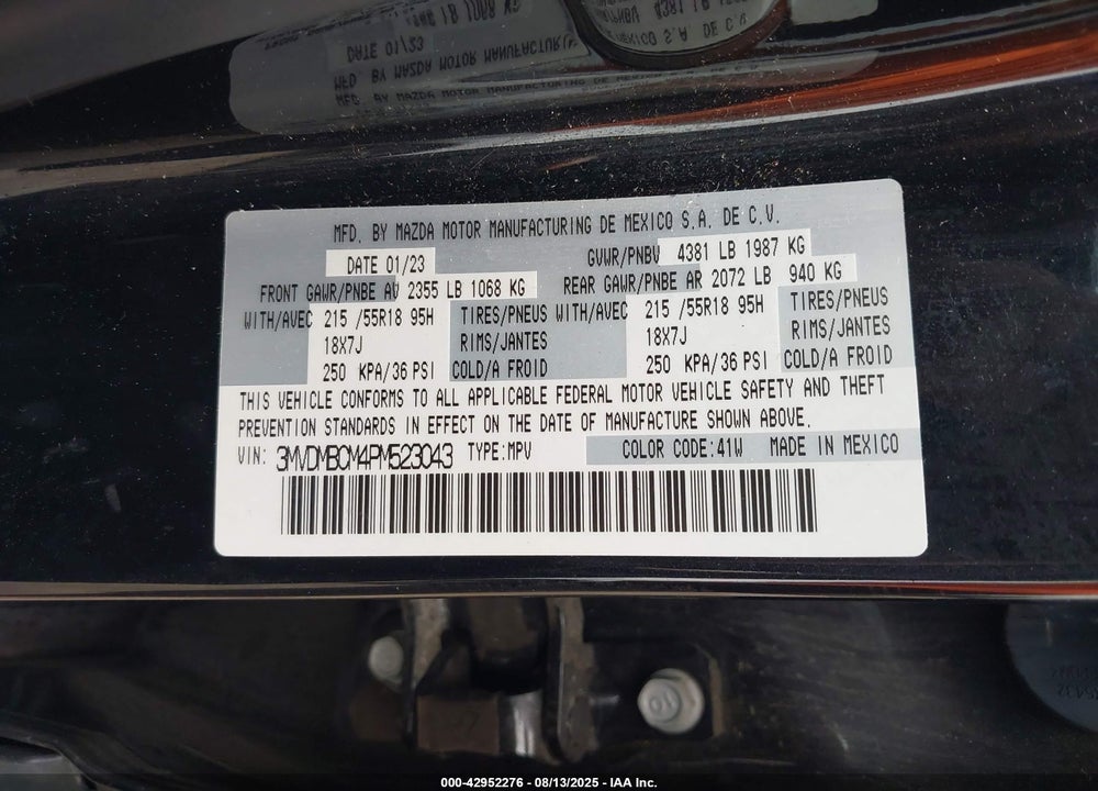 2023 MAZDA CX-30 VIN: 3MVDMBCM4PM523043