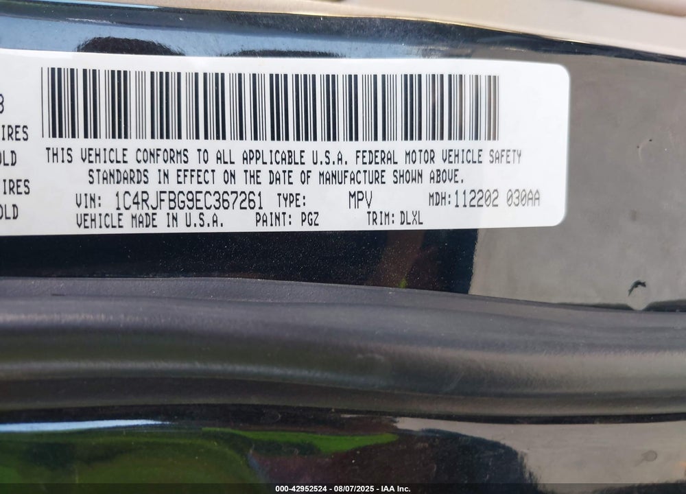 2014 JEEP GRAND CHEROKEE LIMITED VIN: 1C4RJFBG9EC367261