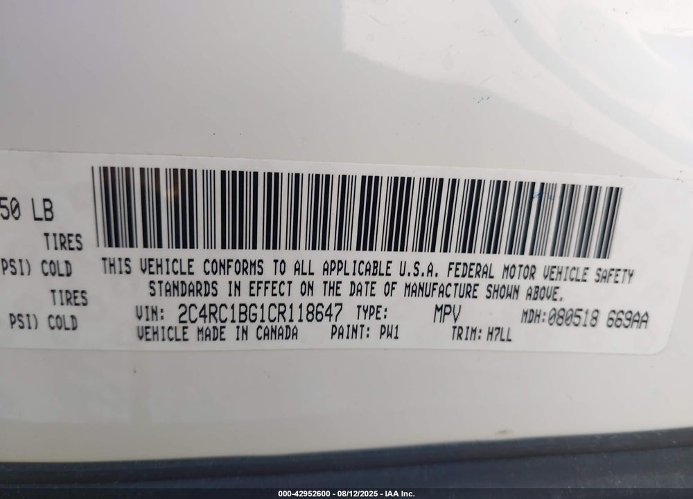 2012 CHRYSLER TOWN & COUNTRY TOURING VIN: 2C4RC1BG1CR118647