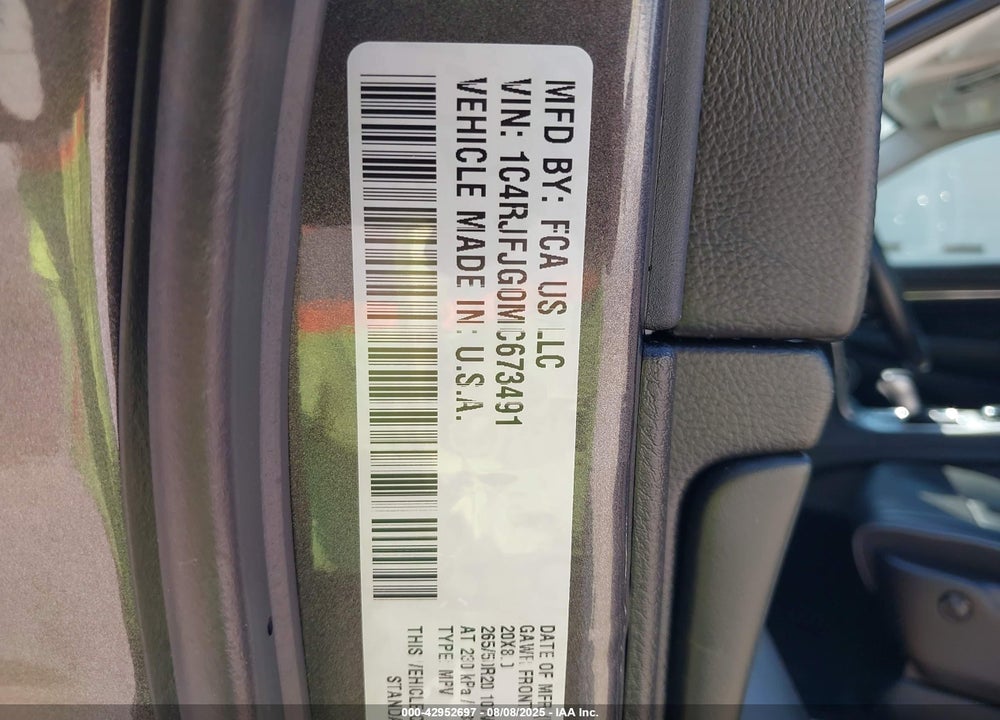 2021 JEEP GRAND CHEROKEE VIN: 1C4RJFJG0MC673491