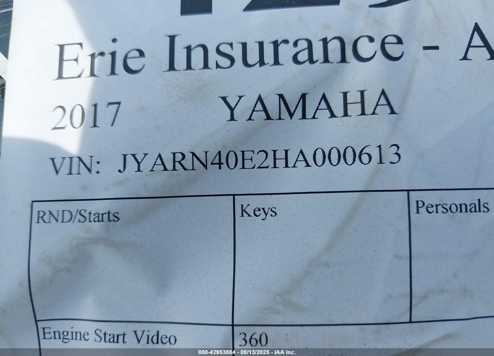 2017 YAMAHA YZFR1M VIN: JYARN40E2HA000613