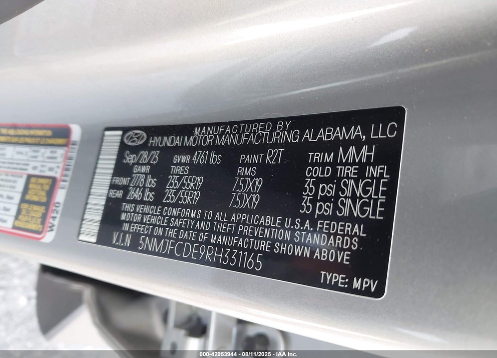 2024 HYUNDAI TUCSON VIN: 5NMJFCDE9RH331165