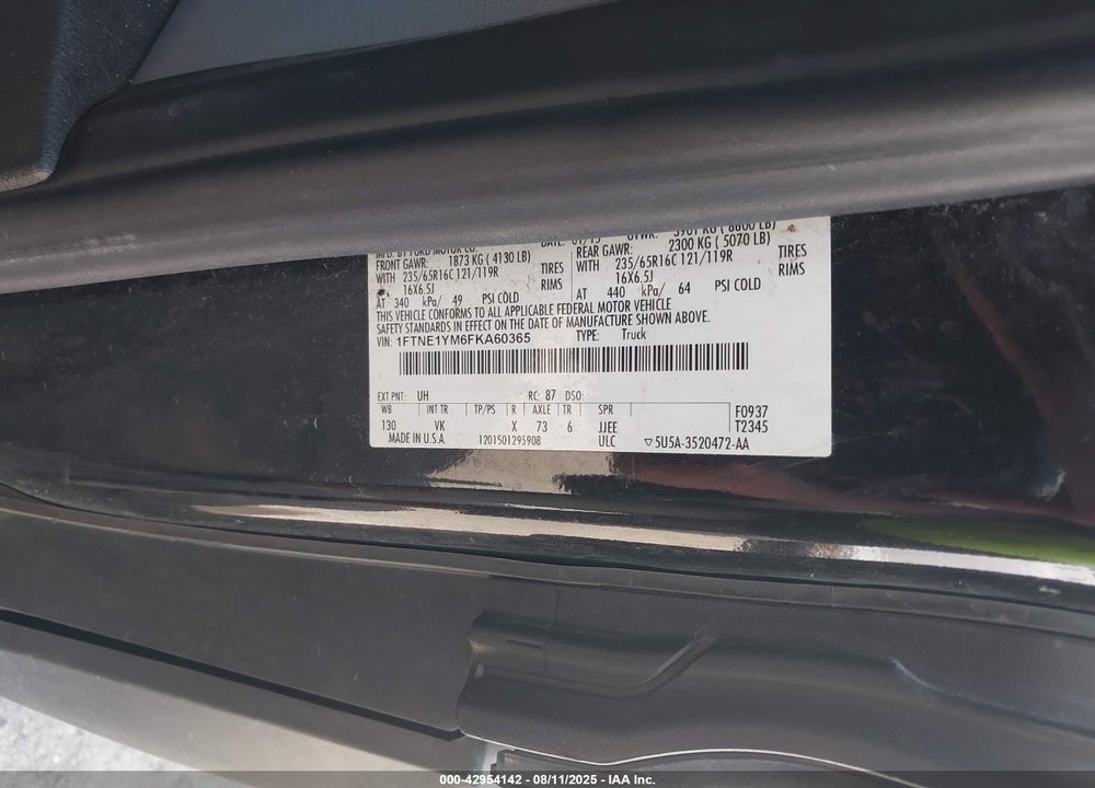2015 FORD TRANSIT-150 VIN: 1FTNE1YM6FKA60365