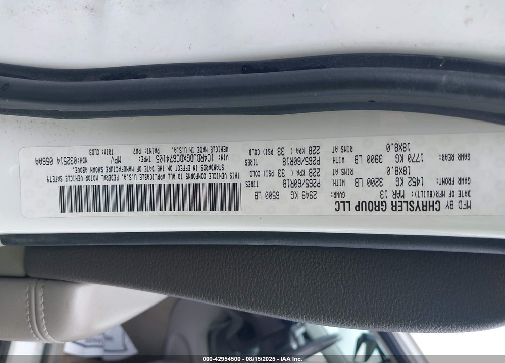 2013 DODGE DURANGO CREW VIN: 1C4RDJDGXDC674105