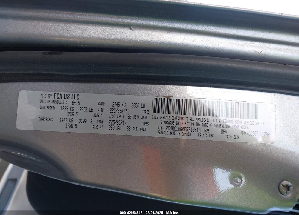 2015 CHRYSLER TOWN & COUNTRY S VIN: 2C4RC1HG0FR716515