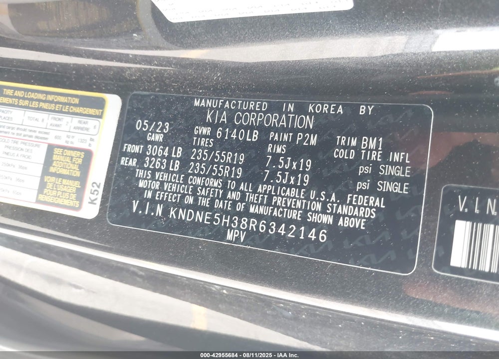 2024 KIA CARNIVAL MPV SX VIN: KNDNE5H38R6342146