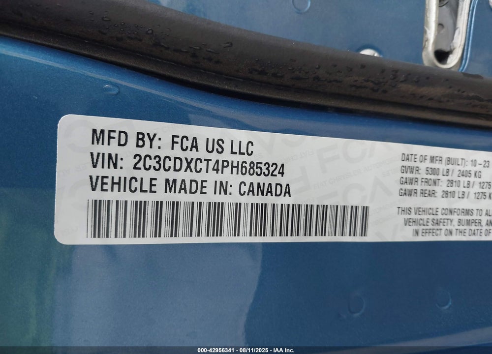 2023 DODGE CHARGER VIN: 2C3CDXCT4PH685324