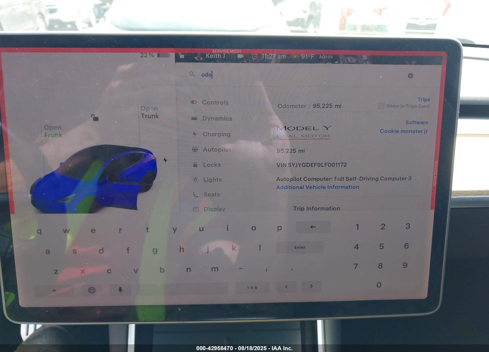2020 TESLA MODEL Y LONG RANGE DUAL MOTOR ALL-WHEEL DRIVE/PERFORMANCE DUAL MOTOR ALL-WHEEL DRIVE VIN: 5YJYGDEF9LF001172
