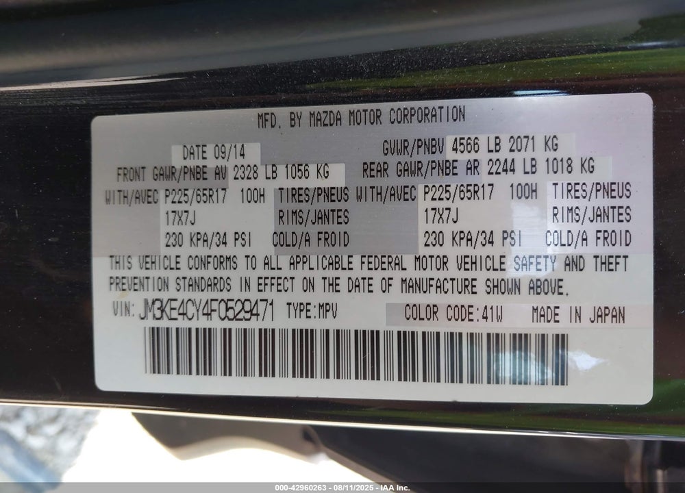 2015 MAZDA CX-5 VIN: JM3KE4CY4F0529471