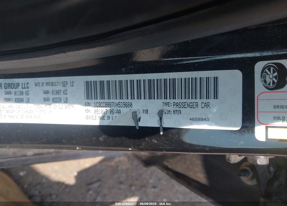 2013 CHRYSLER 200 VIN: 1C3CCBBB7DN539680