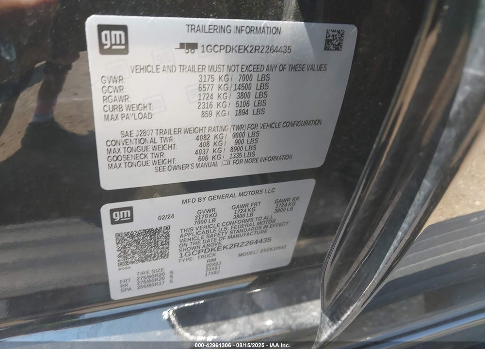 2024 CHEVROLET SILVERADO 1500 VIN: 1GCPDKEK2RZ264435
