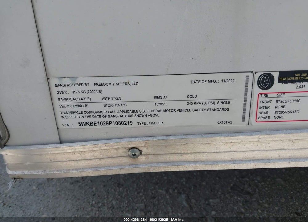 2023 OTHER --- VIN: 5WKBE1029P1080219