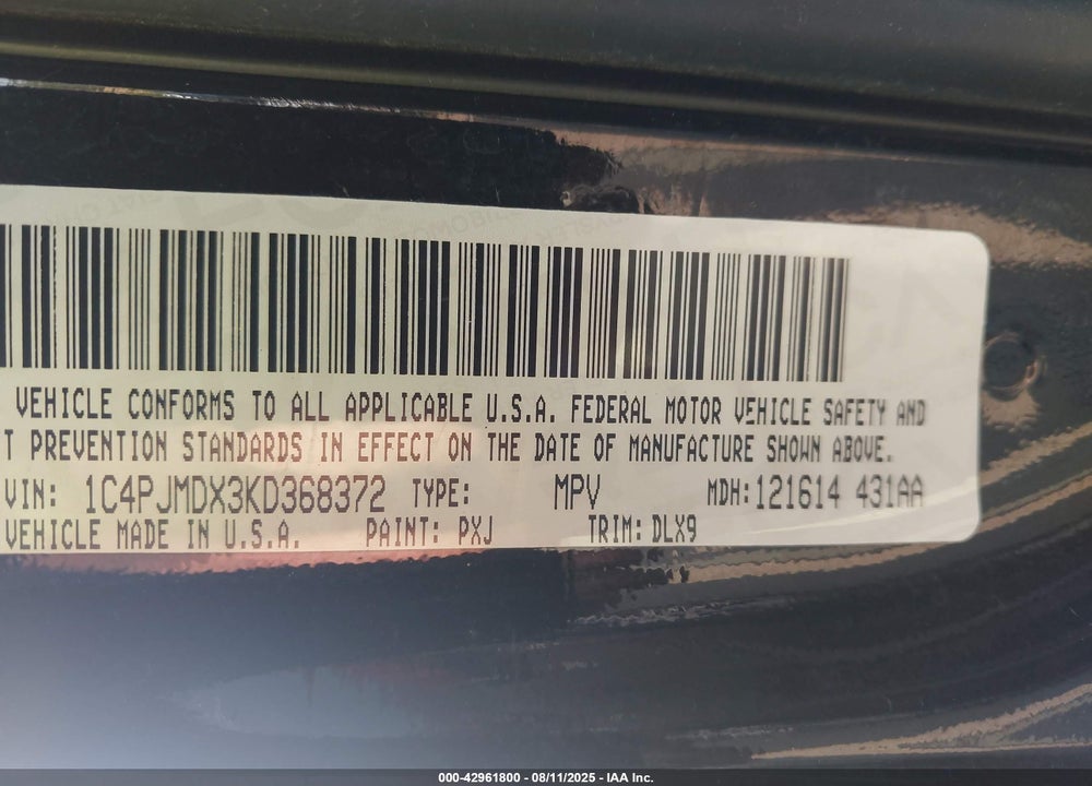 2019 JEEP CHEROKEE VIN: 1C4PJMDX3KD368372