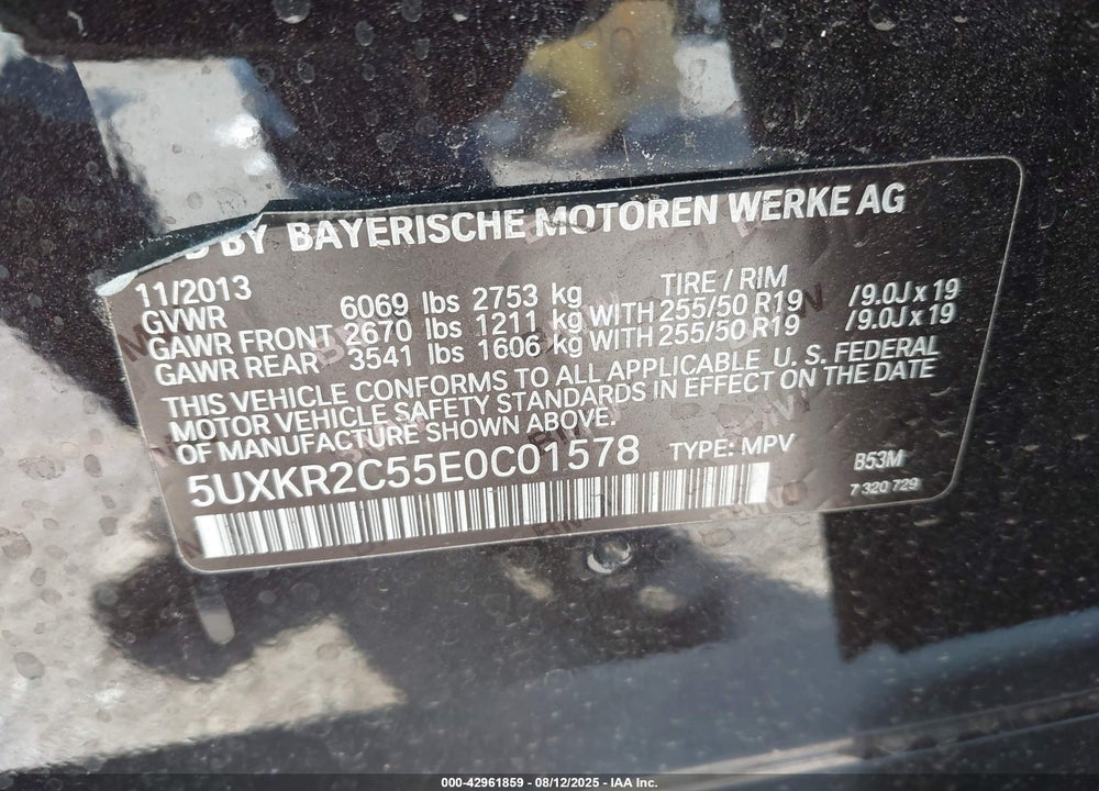 2014 BMW X5 SDRIVE35I VIN: 5UXKR2C55E0C01578
